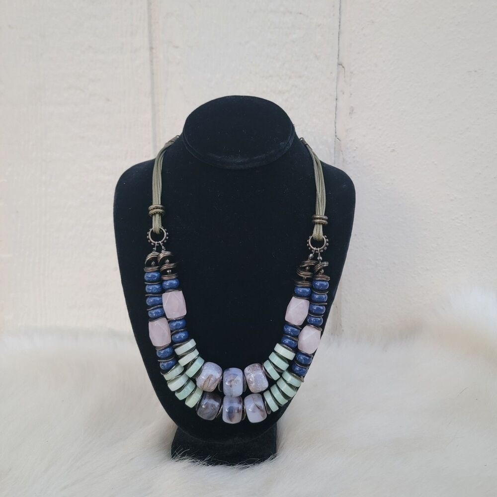Chico's double strand chunky gemstone necklace
